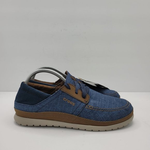Crocs Santa Cruz Playa Lace Up Slip On Blue Denim Mens Shoes 204837 Size 8 NWT Crocs Santa Cruz Playa Lace Up Slip On Blue | Mercari main image 3